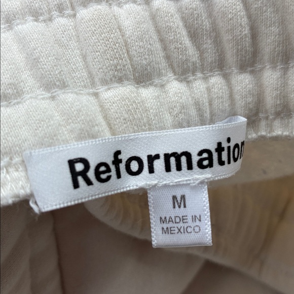 Reformation Wide Leg Sweatpants ivory off white medium organic cotton pockets - Picture 3 of 12